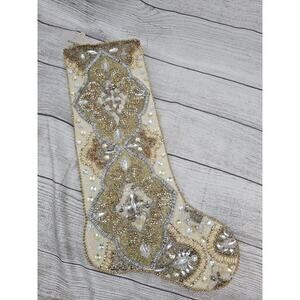 Kim Seybert Neiman Marcus Christmas Stocking Rare 60% Glass Beads NWT